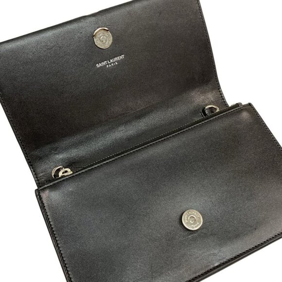 Saint Laurent Paris Wallet Classic Kate Black Blue Multi Lame Star Black X - Picture 3 of 13